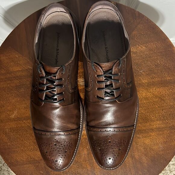 ?? Johnston & Murphy Derby 59-1993 Leather Dress Shoe 10.5M Carriker Cap Toe‎ main image 7